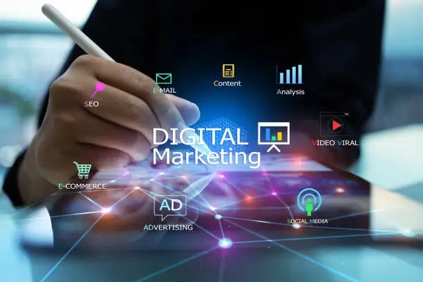 close up of business man using digital tablet
